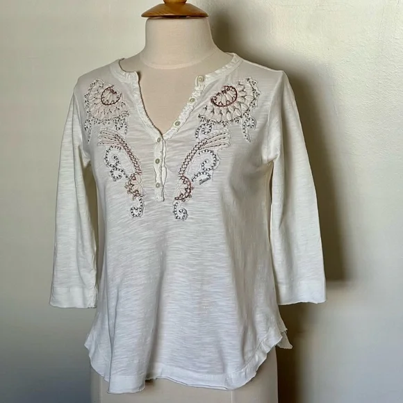 Anthro embroidered knit top - Picture 9 of 10